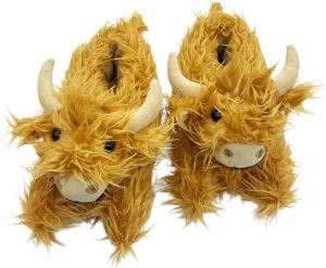 Zureto Highland Cow Plush Scottish Cow Slippers, Soft Warm Animal Home Indoor Shoes